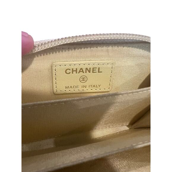 CHANEL Yellow Caviar Leather Chevron Quilted Boy Zip Around Coin Purse Wallet - Picture 12 of 16